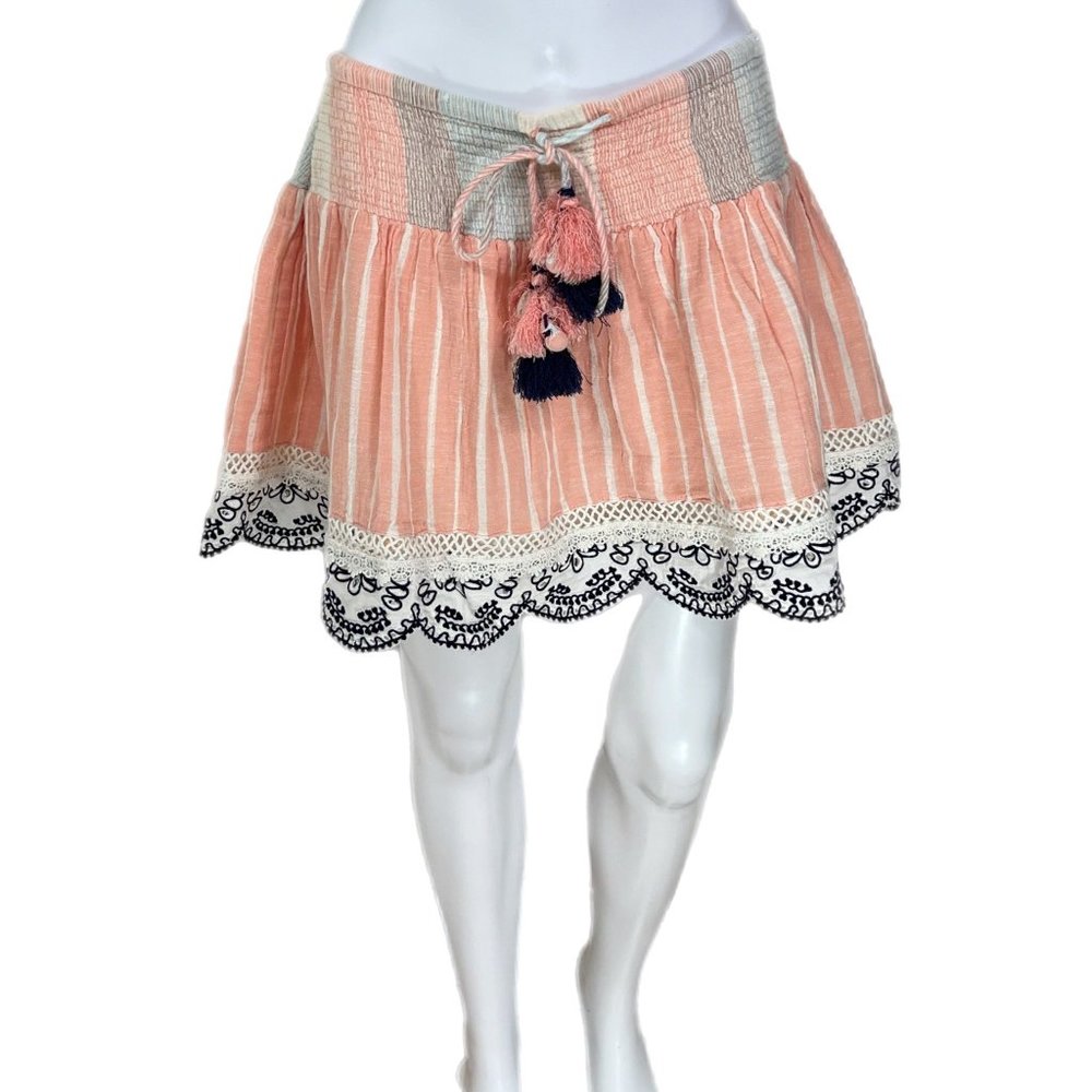 PRE-OWNED - HEMANT & NANDITA Peach Printed Mini Skirt Size S
